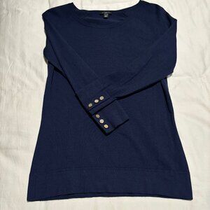 Navy Blue Light Sweater with Gold Buttons